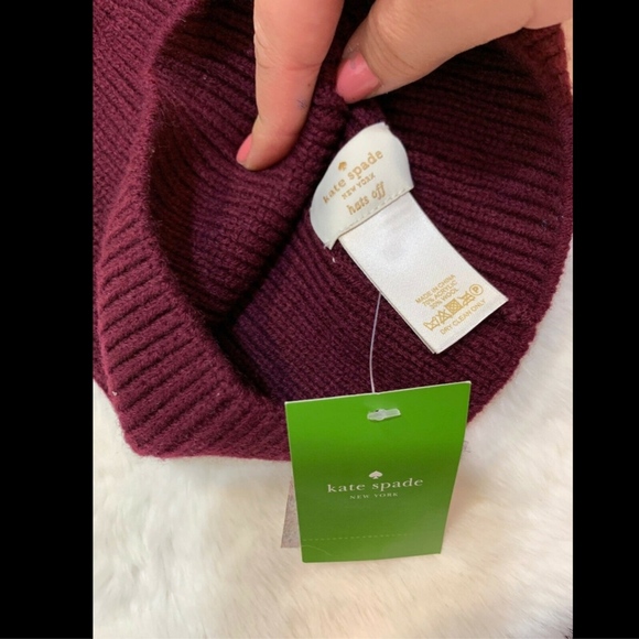 NWT $48 kate spade new york Bow Beanie in Midnight Wine [SZ‎ O/S ] main image 8